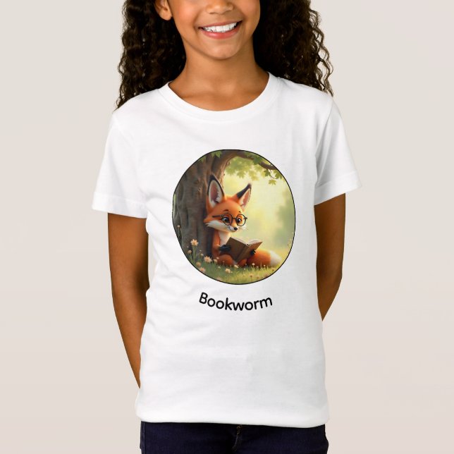 Camiseta Cute fox reading a book, bookworm - custom  (Frente)