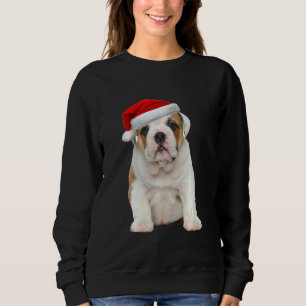 Camiseta Cute French Buldogue Puppy Santa Hat French Chris