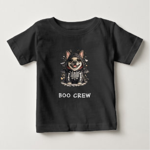 Camiseta Cute French Bulldog Halloween Esqueleto Boo Crew
