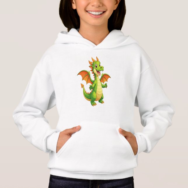 Camiseta Cute Friendly Green Dragon Cartoon Illustration (Frente)