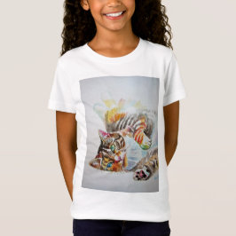 Camiseta Cute Frisky Tabby Cat cats art Girls T Shirt