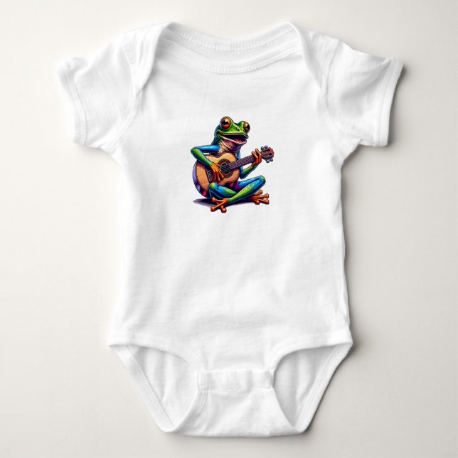 Camiseta Cute Frog Playing a Guitar (Frente)