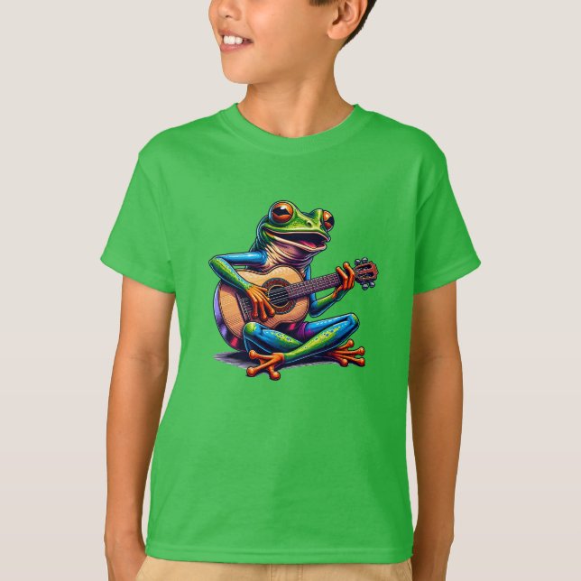 Camiseta Cute Frog Playing a Guitar (Frente)