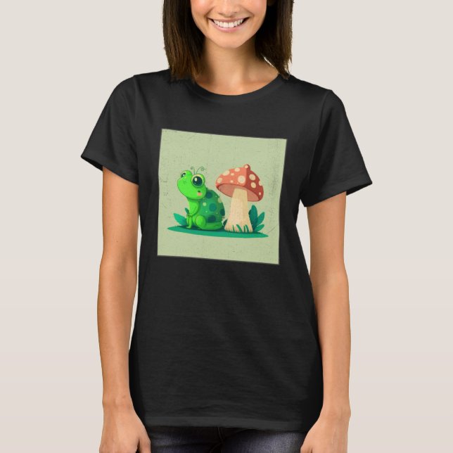 Camiseta Cute Frog Snail Illustration Shell Friends Women K (Frente)