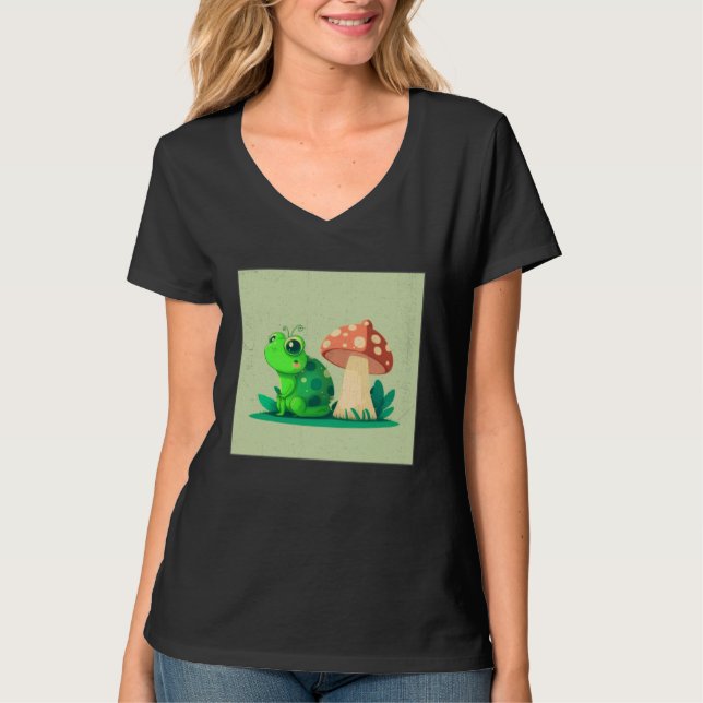 Camiseta Cute Frog Snail Illustration Shell Friends Women K (Frente)