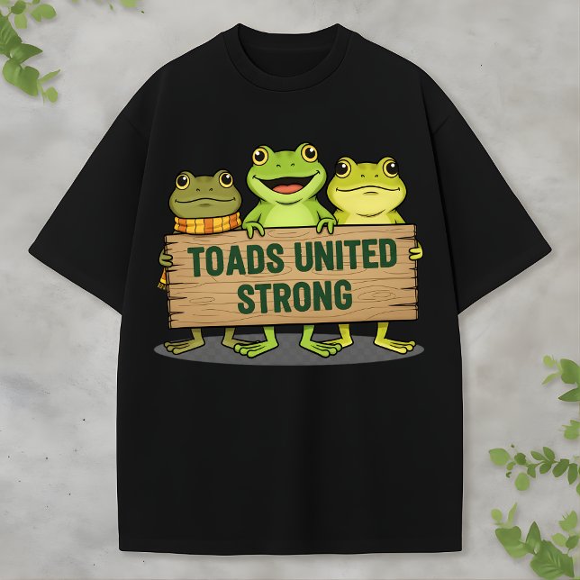 Camiseta Cute Frog Team Holding Wooden Sign (Criador carregado)