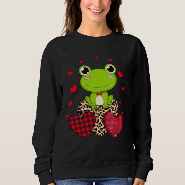 Camiseta Cute Frog With Leopard Red Plaid Heart  Ideas (Frente)