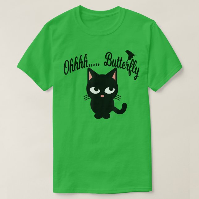 Camiseta Cute Funny ADHD Cat Distracted By Butterfly T Shir (Frente do Design)