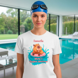 Camiseta Cute Funny Capybara World's Okayest Swimmer Kids