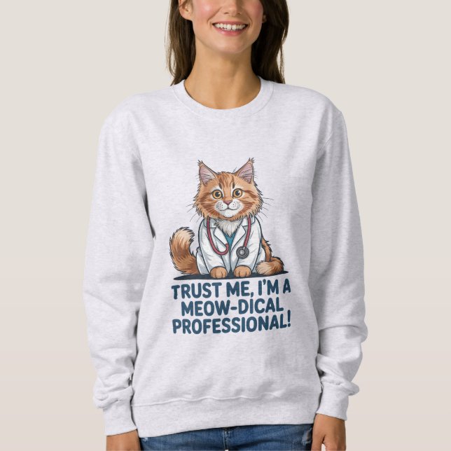 Camiseta Cute Funny Cat Medical Pun Illustration (Frente)