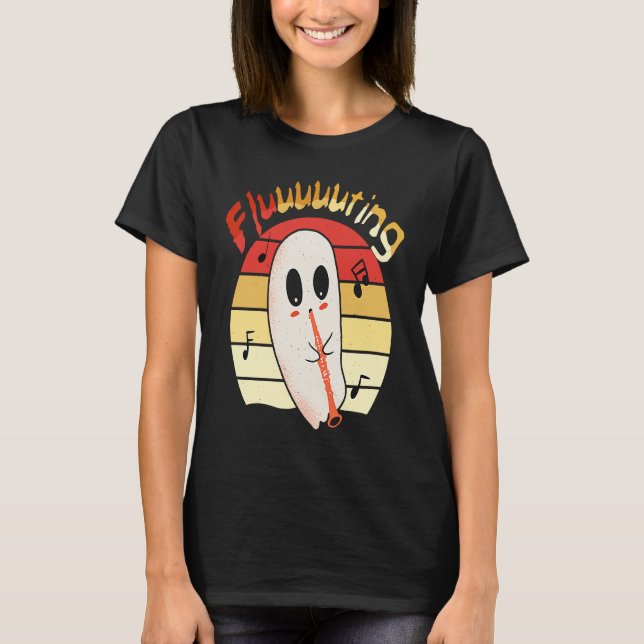 Camiseta Cute & Funny Halloween Ghost Flute & Fluting  4 (Frente)
