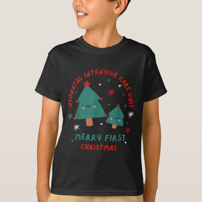 Camiseta Cute Funny Nicu Merry First Christmas Nurse Crew S (Frente)