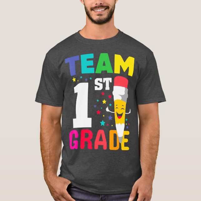 Camiseta Cute Funny Pencil Crayon Team 1rua 1º Grau Para (Frente)