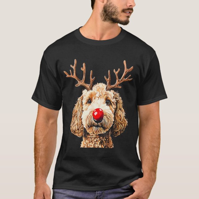 Camiseta Cute Funny Reindeer Santa Goldendoodle Christmas T (Frente)