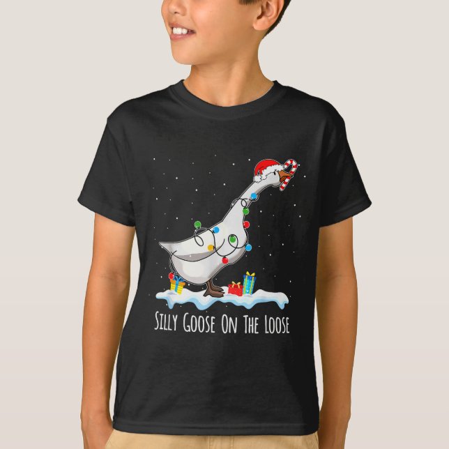 Camiseta Cute Funny Santa Duck Silly Goose On The Loose Chr (Frente)