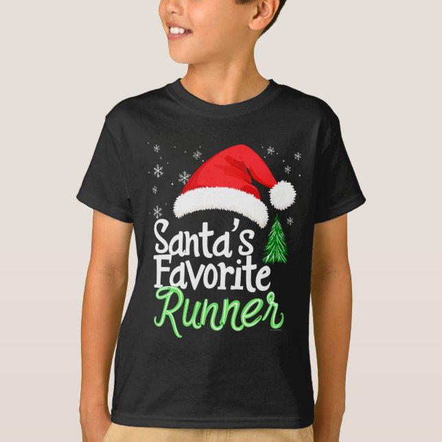 Camiseta Cute Funny Santa's Favorite Runner Christmas Run H (Frente)