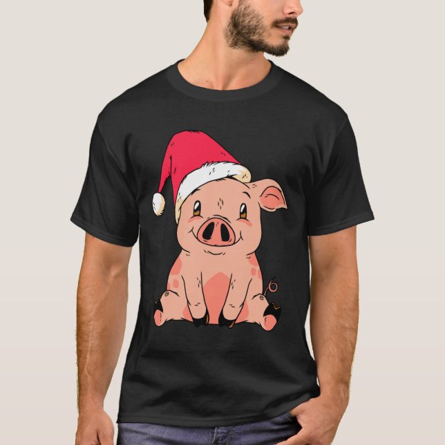 Camiseta Cute G With Santa Claus Hat Christmas Long Sleeve  (Frente)