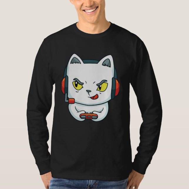 Camiseta Cute Gaming Cat Video Game (Frente)