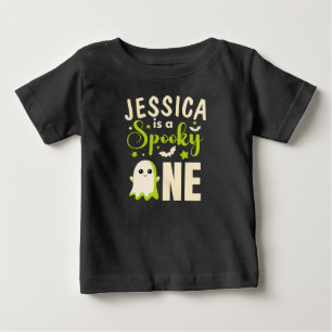 Camiseta Cute Ghost BOO Green Spooky Um Nome de Halloween