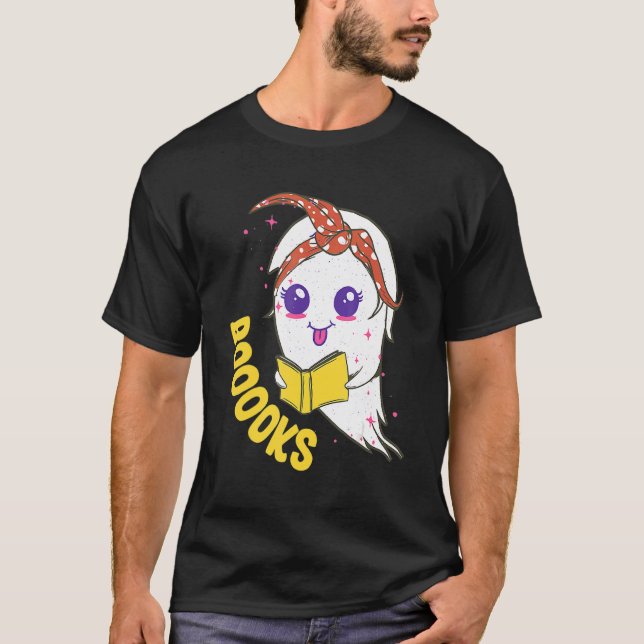 Camiseta Cute Ghost Book Reading For Teacher Booooks Hallow (Frente)