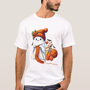 Camiseta Cute Ghost Crochet Knitting Amante Café de Hallowe
