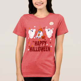 Camiseta Cute Ghost Trio Happy Halloween Half Sleeve