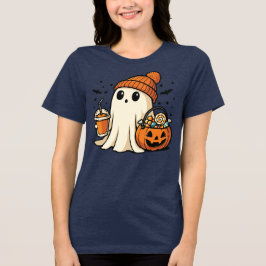 Camiseta Cute Ghost with Candy & Pumpkin Drink