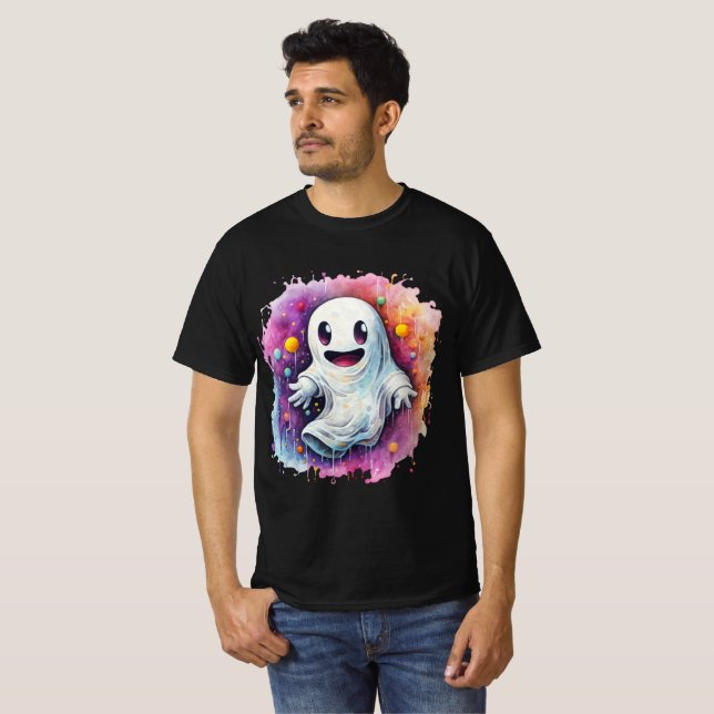 Camiseta Cute Ghost with Colorful Splash Art (Frente Completa)