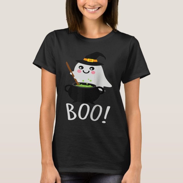 Camiseta Cute Ghosts with Magic Cauldroon  Magic Potion Boo (Frente)