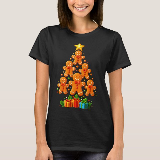 Camiseta Cute Gingerbread Christmas Tree Holiday Funny Xmas (Frente)