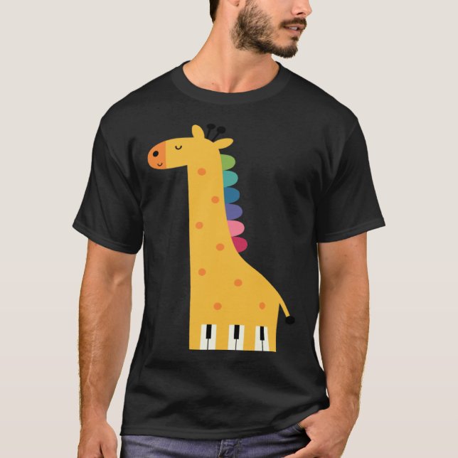 Camiseta Cute Giraffe Piano Music (Frente)