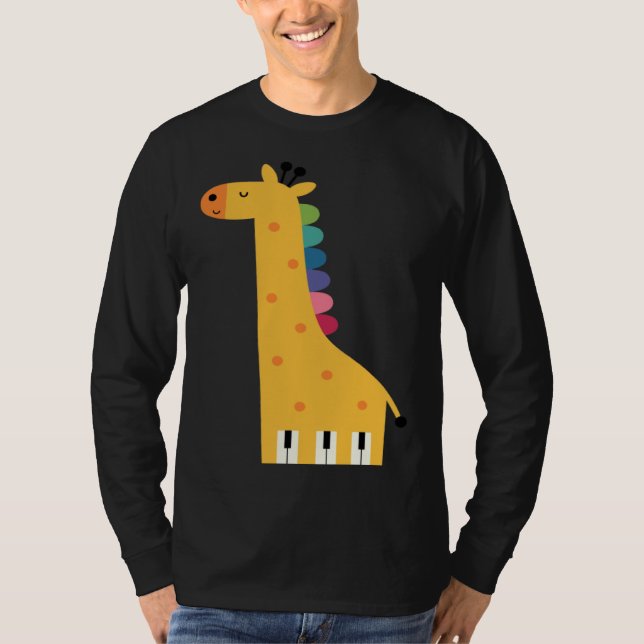 Camiseta Cute Giraffe Piano Music (Frente)