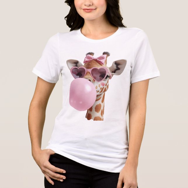 Camiseta Cute Giraffe with Bubble Gum Tee (Frente)