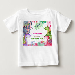 Camiseta Cute Girl Dinosaur 4th Birthday Party