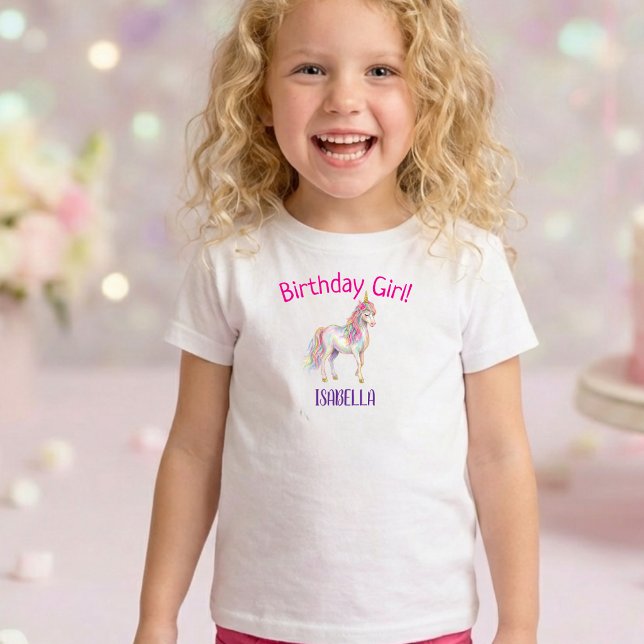 Camiseta Cute Girls Unicorn Birthday  (Criador carregado)