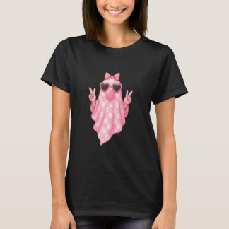 Camiseta Cute Girly Ghost Blowing Bubble  Pink Retro Ghost