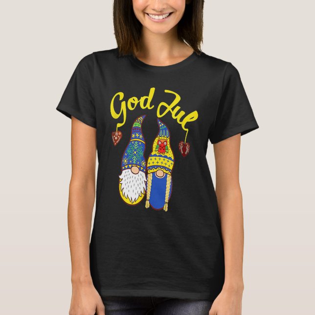 Camiseta Cute Gnomes God Jul Swedish Norwegian Christmas (Frente)