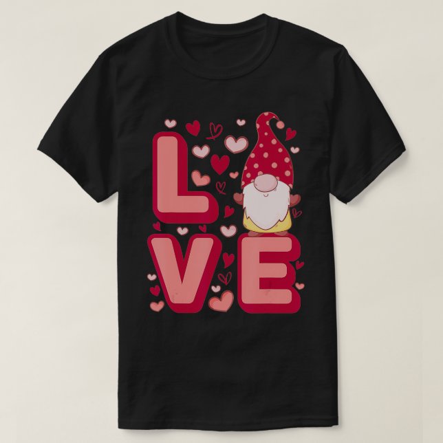 Camiseta Cute Gnomes Heart Love Happy Valentine's Day  (Frente do Design)