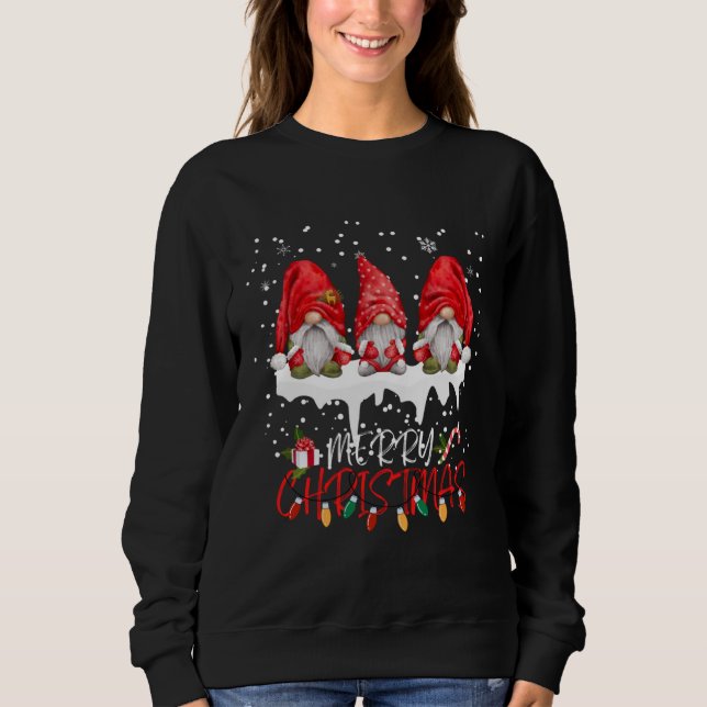 Camiseta Cute Gnomes Merry Christmas Light Family Gnome Xma (Frente)