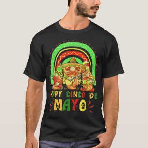 Camiseta Cute Gnomo Cinco De Mayo Rainbow Meican Fiesta Mat