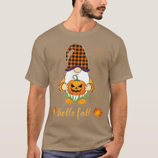 Camiseta Cute Gnomo Engraçado Mantendo Pumpkin Outono Queda