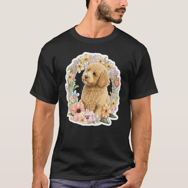 Camiseta Cute Golden Doodle Flower summer Floral Goldendood (Frente)