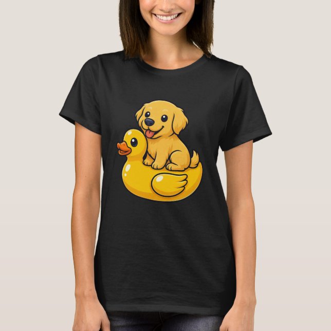 Camiseta Cute Golden Retriever Dog Rubber Duck (Frente)