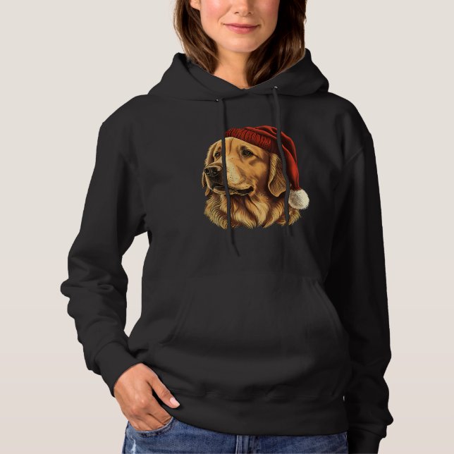 Camiseta Cute Golden Retriever Dog with Christmas Hat (Frente)