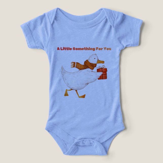 Camiseta Cute Goose Holding Gift Baby Bodysuit  (Design frontal)