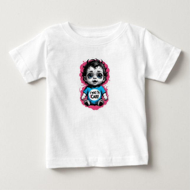 Camiseta Cute Goth Baby "I Was in Care" - Edgy Toddler  (Frente)