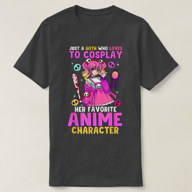 Camiseta Cute Goth Girl Love To Cosplay Anime Pastel Goth C (Frente do Design)