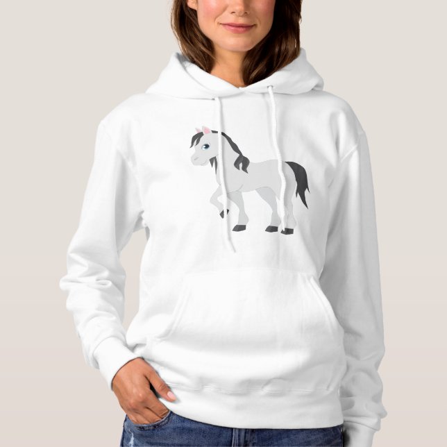 Camiseta Cute Gray Pony Cartoon Whimsical Horse (Frente)