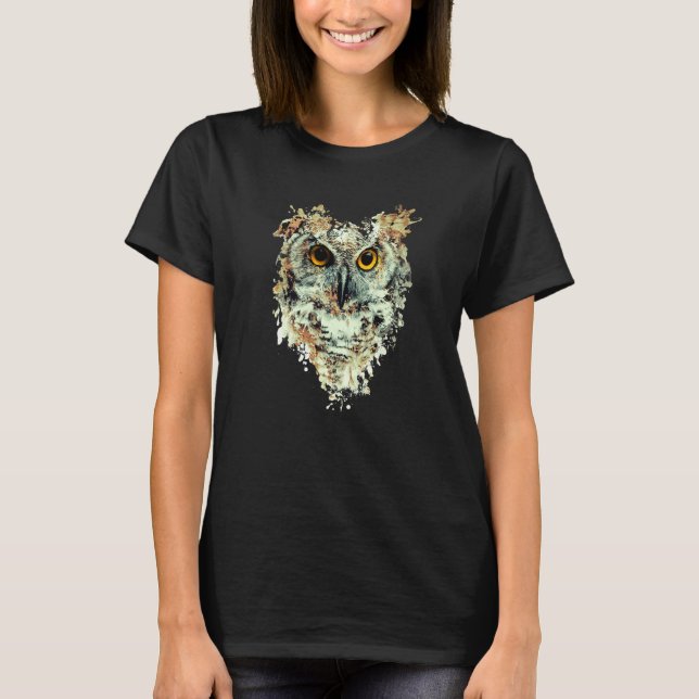 Camiseta Cute Great Horned Owls Artistic For Women Men Kids (Frente)