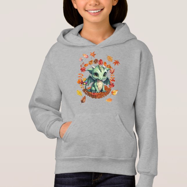Camiseta Cute Green Dragon “Autism Awesome Autumn” Design  (Frente)